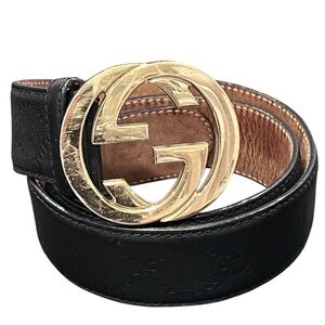 Gucci Black Belt with Gold GG Buckle